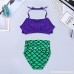 YONGHS Kids Girls Tankini Swimwear Mermaid Swimsuit Adjustable Halter Neck Tops with Scales Printed Bathing Suit B07QBNBJXQ